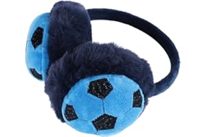 HKSICHENGKEJIUK Kids Cute Football Earmuffs Ear Warmers for Boys Girl Warm Soccer Earmuffs Head Band Winter Furry Plush Ear Covers for Sports Outdoor Running Walking in Cold and Freezing Weather