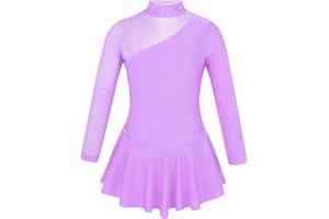 Freebily Vestido de Danza Patinaje Sobre Hielo para Niña Leotardo de Manga Larga Maillot de Gimnasia Rítmica Competición Vestido de Bailarina Ballet