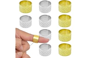 AUSWALAR 10 Pack Finger Protector Fingertip Thimble Metals Thimbles Adjustable Finger Ring for Hand Sewing, Stitching, Quilting and Knitting