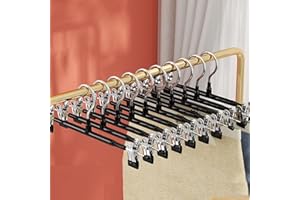 NIULAB 10 Stück Metall Hosenbügel,Kleiderbügel mit rutschfest Clips 30cm,Rostbeständig Rockbügel Hosenbügel Platzsparend für Hosen Shorts Rock Socken Unterwäsche