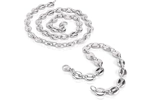 AURSTORE Parure Bracelet ET Chaine Homme Acier INOX Massif Grain DEà café Taille Couleurs AU Choix