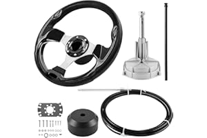 Acclcors Kit de dirección de barco con volante de 396,24 cm, cable de control de cable fueraborda, sistemas de dirección marina para yates, barcos de pesca y otras embarcaciones