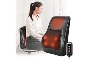 Careboda 3D Shiatsu Massaggiatore per la schiena, Cuscino Per Massaggio Rilassante per Collo e Spalle con Profondo Massaggio Impastante e Funzione di Riscaldamento, per Casa, Ufficio, Auto