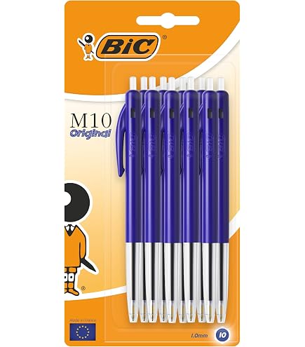 BIC M10 Clic Kugelschreiber 10er Pack – 0,7 Mm Feinlinie, Schwarze Tinte | Mit Clip & Druckschalter