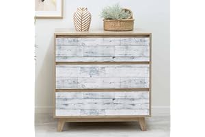 JOLIHOME Papier Peint Auto-Adhésif Effet Panneau de Bois 44,5x500cm Peler et Coller le Papier de Contact Amovible Rouleau en Plastique Collant Blanc et Bleu pour Meubles Muraux Facile à Nettoyer