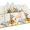 Koochie-Koo BPA Free Extra Large Big Size Non Slip Reversible Giraffe Print Baby Play Mat for Learning & Crawling,Foldable Foam Floor Mats for Toddlers Kids Play Room (6.5x5 ft) Multicolor, Pack of 1