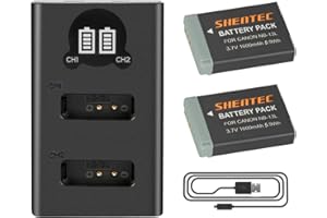 2X Shentec 1600mAh Batería NB-13L Compatible con Canon PowerShot Canon g7x Mark II G5X G5X Mark II G7X G7 X Mark III SX720 HS SX730 HS SX740 HS SX620 HS G1X Mark III G9X G9X Mark II