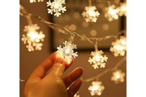 ‎RUIXUE RUIXUE Wasserdichte Schneeflocke Lichterketten für den Innen,40 LED-6M,2 Lichtmodi,LED Batteriebetriebene Lichterketten,geeignet für Weihnachtsbaum,Garten,Schlafzimmer