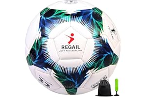 Aipwerer Football Size 4/5 Children, Standard Training Football, Leather Football, Prevent Bumping, Football with Pump, Net, Bag and Gas Needle