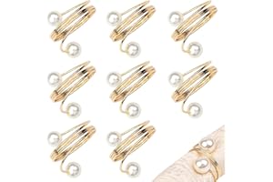 DOAFOCE Lot de 8 Rond de Serviette en Métal Ronds de Serviette en Perles avec Boucle Décoration de Table Porte-Serviettes de Table pour Mariage, Hôtel, Décoration de Table,Dîner,Noël