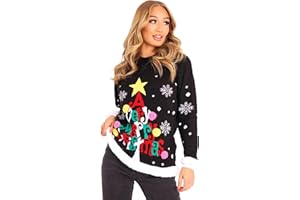 GENERIC MMK Manchester® Women's Knitted Xmas Rudolph Reindeer Bambi Deer Santa Elf Top - Unisex Long Sleeve Novelty Sweater Merry Christmas Jumper Plus Size S-2XL