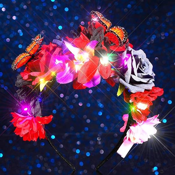 Clataly Serre-tête Papillon Lumineux à LED - Couronne De Papillons - Pour Fête De Mariage - Accessoire De Photographie - Accessoires De Cheveux Pour Femmes Et Filles (jaune