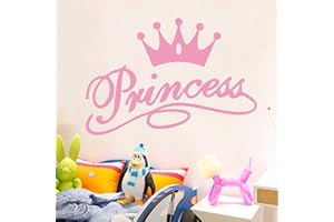 QUANYUCHANG Autocollant mural en vinyle avec couronne de princesse, motif couronne royale, décoration murale amusante pour chambre d'adolescents, enfants, salle de jeux (rose)