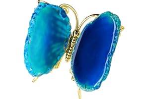 RJINGSHI Agata Naturale Blu Farfalla Decorazione di Cristallo 2,7" Guarigione Cristallo Agata Farfalla Ornamento Fatto a Mano Regali Decorazione Casa