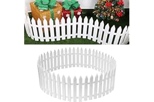 NEW-YIJUNSHUN White Plastic Picket Fence Christmas Tree Fences Mini Fence Decoration for Christmas Wedding Party Garden Home (20Pcs)