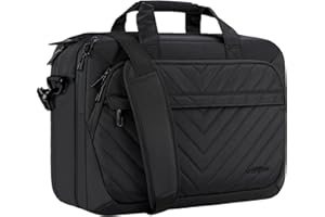 VANKEAN Borsa portatile da 17 pollici, valigetta espandibile TSA per donne moda, borsa per Computer impermeabile con tasca RFID, borsa per donne messaggeri per autobus/viaggi/College, nero