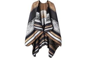 OOPOR Poncho Tejer Invierno de Mujer - Chal Lana Tela Escocesa Grande Bata Cardigan Acogedor Fular Crochet Capa Suave para Ropa Boda Jersey Mantón Casa Navidad Festival Disfraz ​Otoño Regalo 9 Color