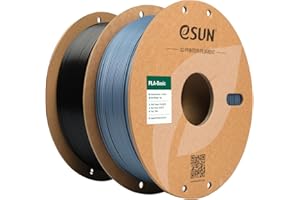 eSUN PLA Filament 1.75mm, PLA Basic Filament Dimensional Accuracy +/- 0.05mm, 1kg per Spool, 2 Spools Filament for 3D Printers, Grey and Black