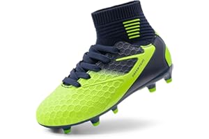DREAM PAIRS Chaussures de Football Garçons Spike Crampons pour Filles Respirantes Unisexe,Size 37,Foncé/Bleu/Néon/Vert,HZ19002K-E