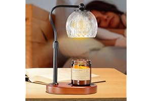 KPUY Lámpara de Vela, lámpara de Vela con Temporizador y regulador de Intensidad, Ajustable en Altura, con 2 Bombillas, para Velas en Frasco y Velas sin Llama con Fragancia, Negro