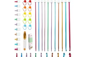 MOAZIFI Tunesische Häkelnadel Set, 11 Stück Tunesische Häkelnadel 2,0-8,0 Mm, 27 Cm Lange Aluminium Tunesische Häkelnadeln Set Für Anfänger, Häkelnadel Tunesisch Set Für Anfänger