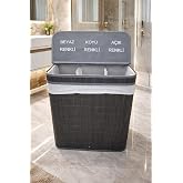 L&uuml;ks Bambu 3 B&ouml;lmeli &Ccedil;amaşır Kirli Sepeti 52X32X60CM B&uuml;y&uuml;k Boy 100 Lt (Antrasit)