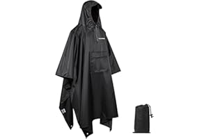 TechRise Wasserdichter Regenponcho, Leichter Atmungsaktive Regenjacken, Unisex EVA Regencape mit Kapuze, Multifunktionale Wiederverwendbarer Regenmantel für Wandern, Camping, Angeln, Fahrrad