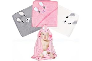 cozczyeqco 3Pcs Toalla Bebe Recien Nacido Capa De Baño 80x80cm Toalla De Baño con Capucha para Bebé, Toalla De Baño De Bambú Orgánico Lavable A Máquina, Toallas De Baño para Niños-A (A)