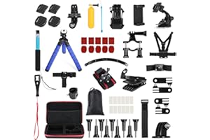 Zubehör Set Bundle für GoPro, Camnoon 60 in 1 Action Kamera Accessory Kit Kompatibel Halterung mit Zubehör GoPro Hero 11 10 9 8 Max 7 6 5 Insta360 Xiaomi YI Action Kameras mit Tragetasche