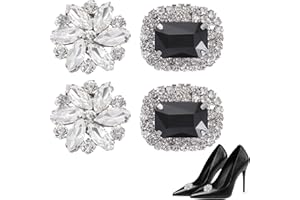 ORUZA 4 Stück Kristall Schuhclips, Silbrig Strass Schuh Clips, 2 Stile Metall Schuhclips, Kann Zerlegen Schuh Dekorative Accessoires für Hochzeit Braut Party Schuhdekoration Damen Heels