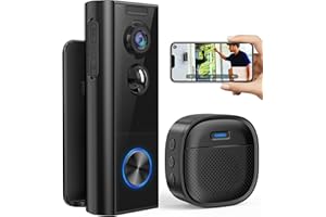 Ankway Video Doorbell Wireless No Monthly Fee Available, 2K Smart Doorbell Camera with Multi-angle Bracket for Home Security, 2.4G WiFi HD Night Vision, Motion Detection, 2-Way Audio, SD&Cloud Storage