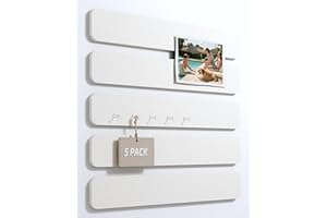Fluxynara Cork Board Alternative Felt Strip Board 5-Pack 33x5 cm, Office Pin Board with 35 Push Pins, Adhesive Install for Bedroom Door & Home Office (Milky White)