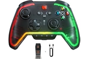 BIGBIG WON Wireless Controller, Rainbow 2 Pro PC Controllers 6-axis Gyro Sensor, Hall Effect Trigger, ALPS Joystick, Custom Button, 3.5mm Audio Gamepad for PC Windows/Android/iOS/Switch Controllers