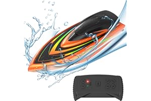 CHAKEYAKE Barca Telecomandata, 2.4G Hz RC Barca Giocattolo con Allarme Batteria Scarica, Doppia Elica Mini Motoscafo Barca Radiocomandato, Giocattoli Bambini 6+ anni, Adatto per Piscine Laghi(Rosso)