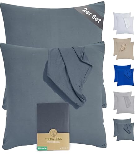 BEDSURE Kussensloop 80 x 80 cm, set van 2 stuks, 100% katoen, hoofdkussensloop 80 x 80 cm, kussenslopen met ritssluiting, Oeko-Tex, zacht, ademend en duurzaam, voor bed en bank, wit