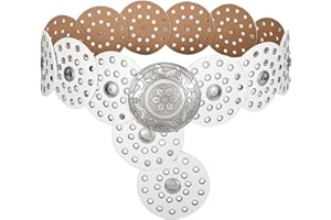 WERFORU Ceinture Bohème Disques pour Femme Ceinture Large Style Western et Vintage Concho pour robes & Jeans