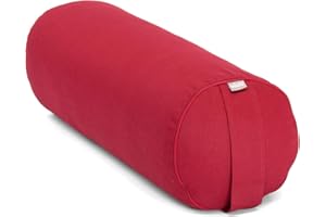 ‎BODHI Bodhi | Yoga Bolster ECO | 100% Bio-Baumwolle | Yogarolle mit Bio Dinkelfüllung | Waschbar | Yogakissen rund für Restoratives Yoga Übungen | Groß 65 x 20 cm