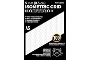 5mm Isometric Graph Paper Notebook A5: 100 Numbered Pages (50 Double Sided Sheets) with Table of Contents | Edge to Edge Printed Thin Grey Grid Lines