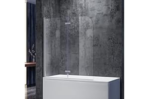 ‎SONNI SONNI Duschwand für Badewanne 120x140 cm(BxH) badewannenfaltwand 2-teilig Faltbar 6 mm NANO-GLAS Duschabtrennung Badewanne