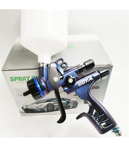 Kit Pistola A Spruzzo HVLP Alimentazione A Gravità 1,3mm Con Manometro E Tazza 600cc - Per Vernici Auto, Mobili, Primer E Ritocchi