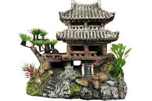 SLOCME Decoración clásica del castillo de resina del acuario - Detalles realistas del castillo, respetuoso del medio ambiente del castillo del tanque de peces accesorios del acuario