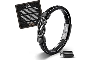 VU100 Gifts for Dad Father's Day Gift Dad Bracelet Men's Leather Bracelet To My Dad Gift Creative Gift for Him Love You Forever Bracelet Christmas Day Birthday Gift for Daddy Father (Brown/Black)