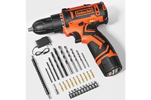 Acmaker 12V Cordless Drill, 2 Speed Drill Set with 42 Accessories, Electric Screwdriver, 25Nm Power Tools Mini Electric Drill Driver, 2.0Ah Battery, 25+1 Torque LED Light Battery Combi Drill Kits