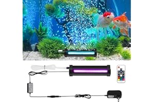 NEWNEN LED Fish Tank Aquarium Light: Waterproof Submersible Fish Tank Light with Remote Controller/Dimming - RGB Color Changing Adjustable Brightness 5 inch/13cm Underwater Air Bubble Lights for Fish Tank