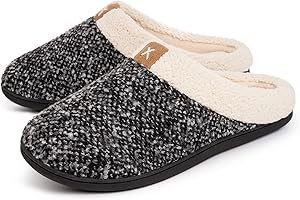 VeraCosy Mens and Womens Unisex Memory Foam Slippers Wool-Like Plush Fleece Lined w/Indoor Outdoor Anti-Skid Rubber Sole UK EU