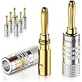deleyCON 8x Banana Plugs as a Set Gold-Plated Screwable for Speaker Cables 0.75 mm - 4 mm and e.g. HiFi Receiver