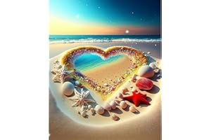 QENSPE 5D Peinture Diamant Adulte, Amour Diamond Painting Complet Paysage Plage Diamant Kit Enfants, DIY Diamant Strass Point de Croix Cristal Painting pour Murale Décoration 30x40cm