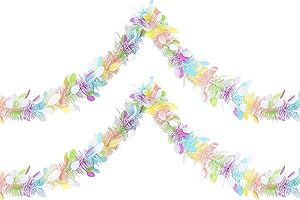 CKCSHI 2pcs Easter Tinsel Garlands, Easter Garland for Tree, Artificial Hanging Flower Wreath Garland, Easter Garlands Decoration for Holiday Door Tree Mantel Window Outdoor Party Supplies