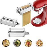 Pasta Attachment for KitchenAid - Includes Pasta Rolling Pin, Spaghetti Cutter and Fettuccini Cutter for Kitchenaid