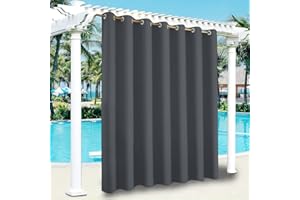 LIVEGO Rideaux d'extérieur Imperméables, Rideau Occultant Isolant Thermiques pour Pergola, Cabanon Jardin Exterieur, Gazebo(Gris foncé,1 PCS, 100" Wx95 L)